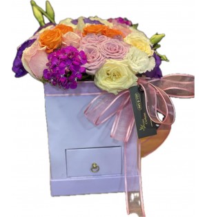spring flowers in box